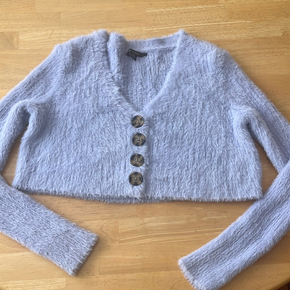 Lilac fuzzy American eagle cropped sweater